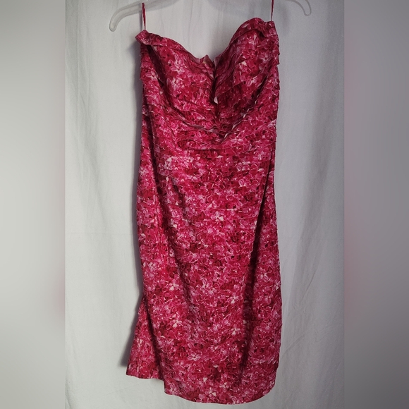 Michael Kors Collection Strapless Pink Pleated Ruffle Silk Dress, Size 12 - Picture 1 of 16